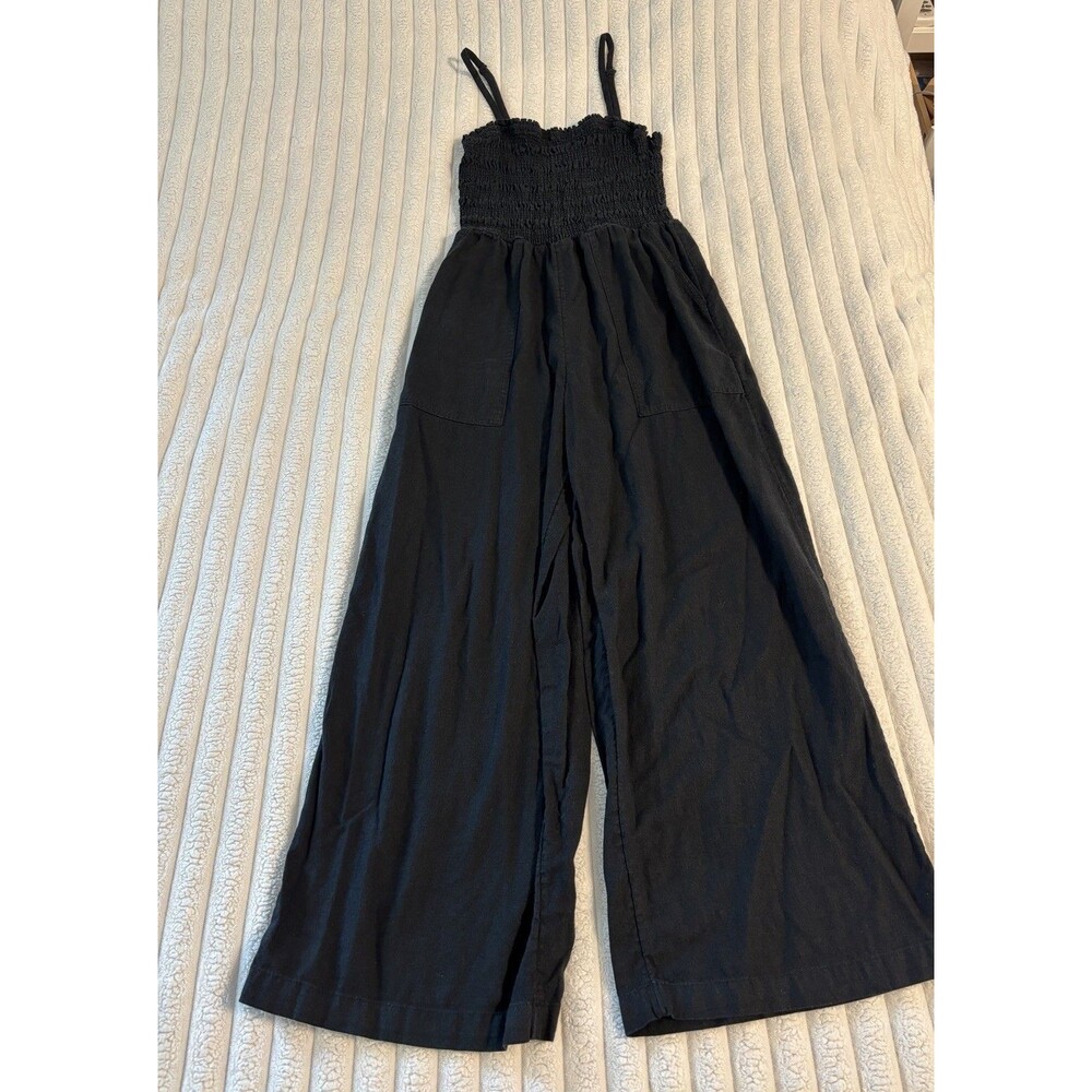Universal Thread Target Smocked Linen Blend Jumpsuit Womens Small Black Vacation
